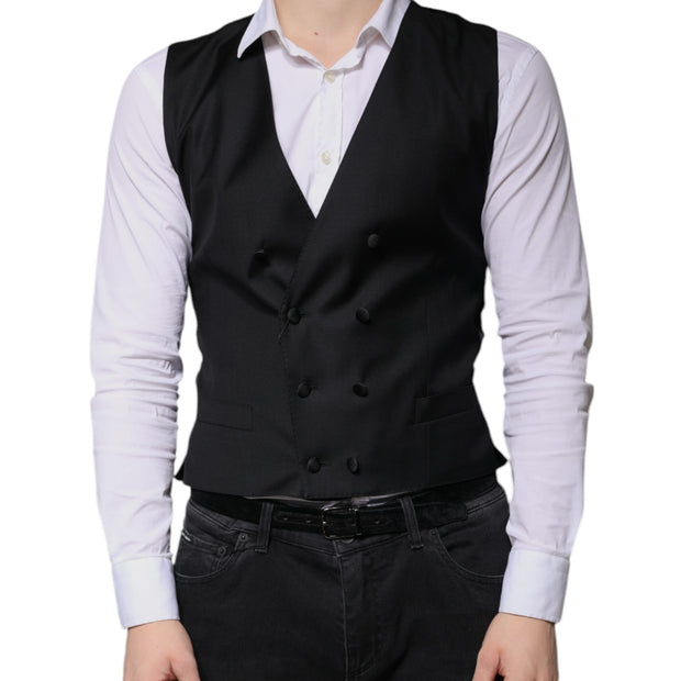 Black Wool Formal Dress Men Waistcoat Vest