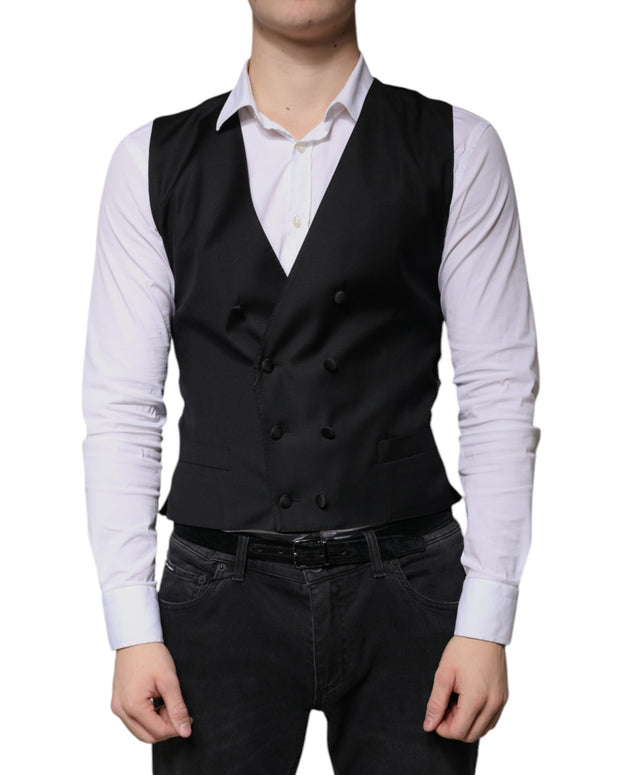 Black Wool Formal Dress Men Waistcoat Vest
