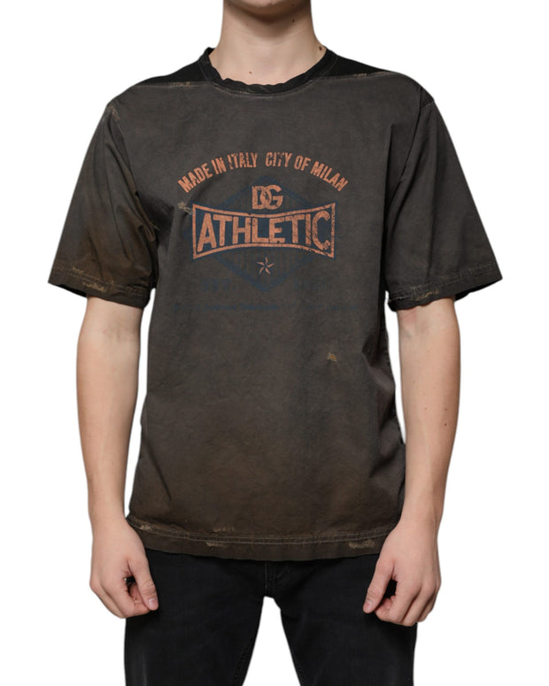 Brown Graphic Print Cotton Round Neck T-shirt