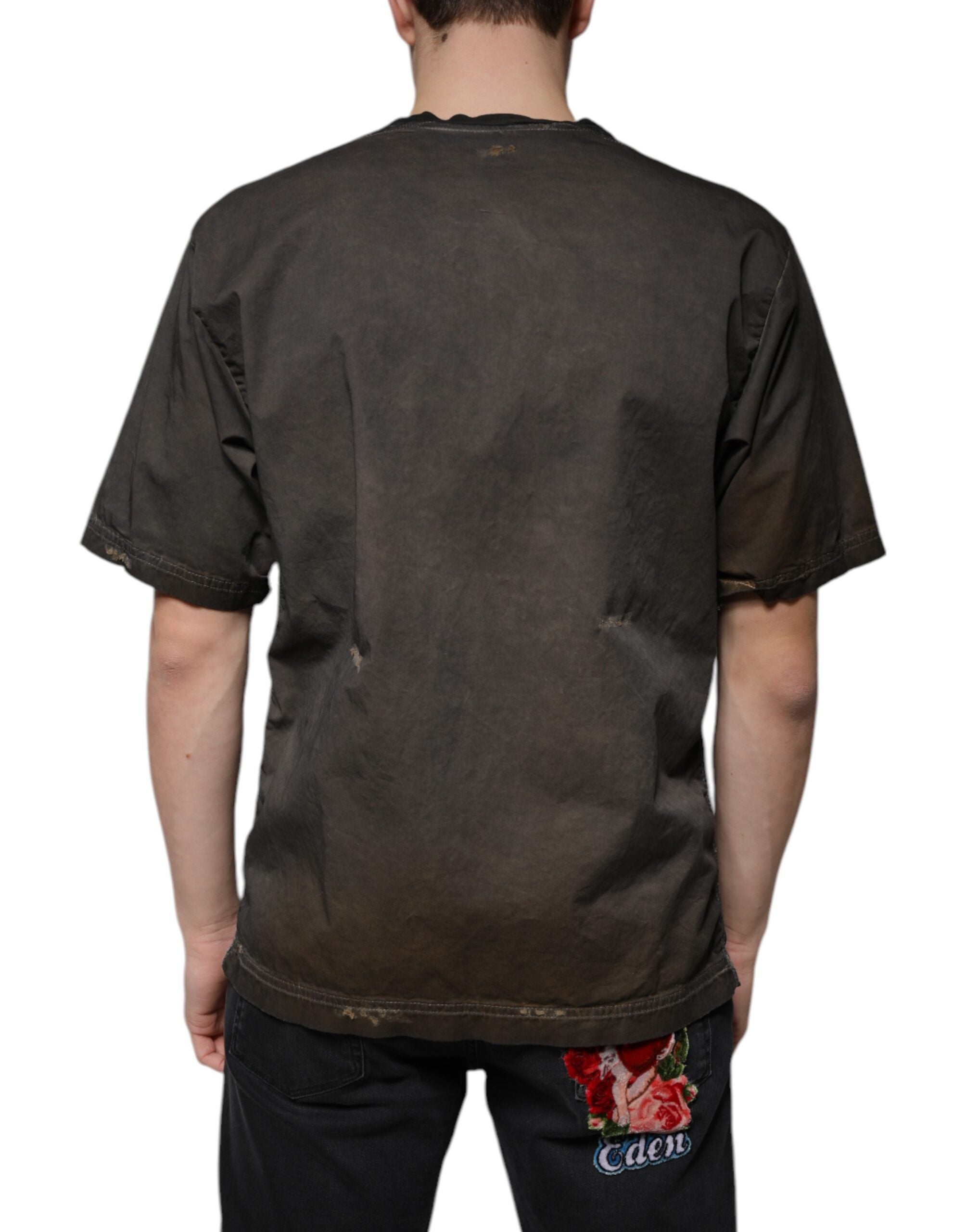 Brown Graphic Print Cotton Round Neck T-shirt