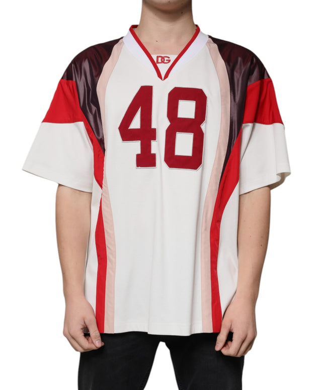 Multicolor Logo Jersey Cotton V-neck T-shirt