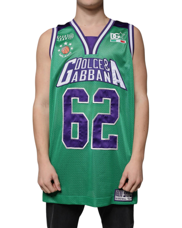 Green Polyester Jersey Sleeveless T-shirt