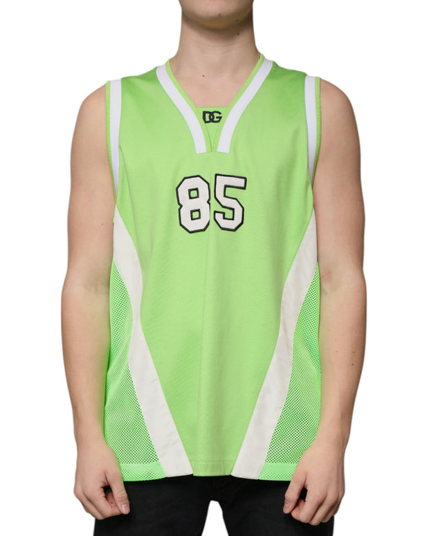 Green Polyester Jersey Sleeveless T-shirt