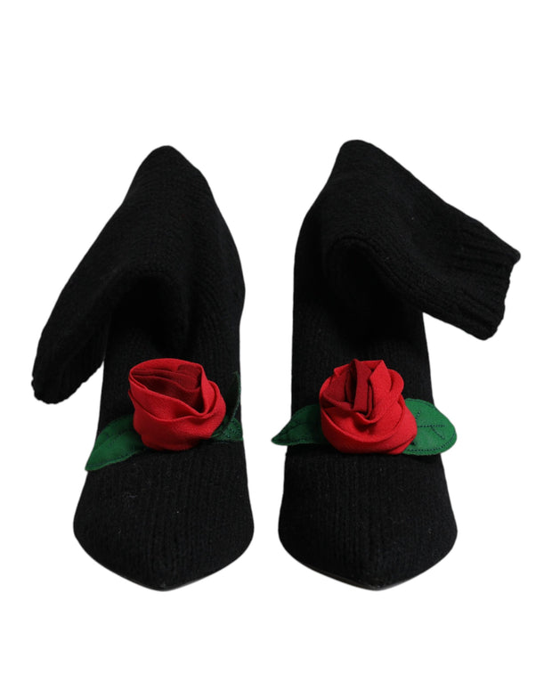 Black Stiletto Heels Mid Calf Boots Shoes