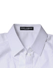 White Cotton Collared Long Sleeves Shirt Top