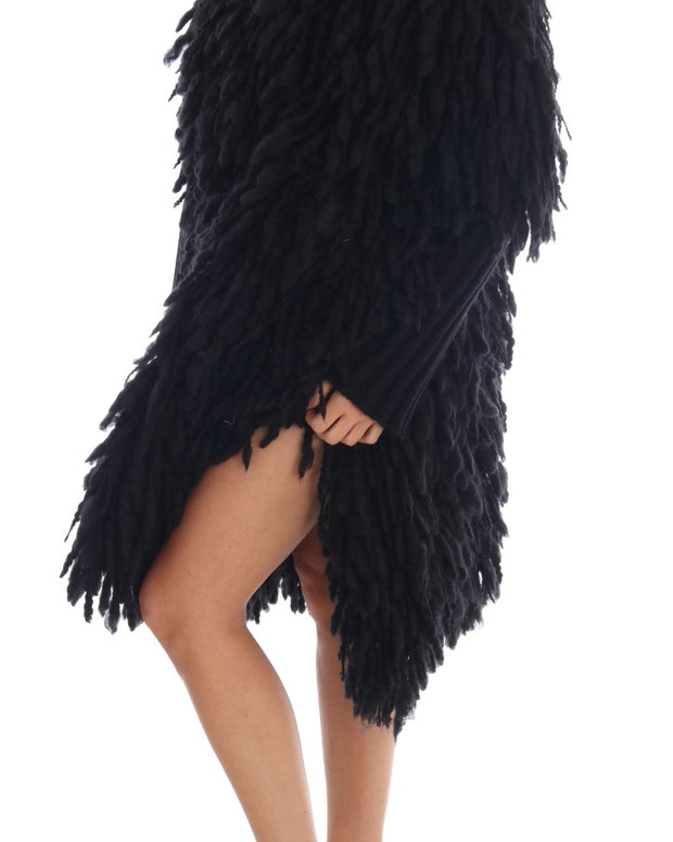 Black Fringes Wool Pullover Sweater
