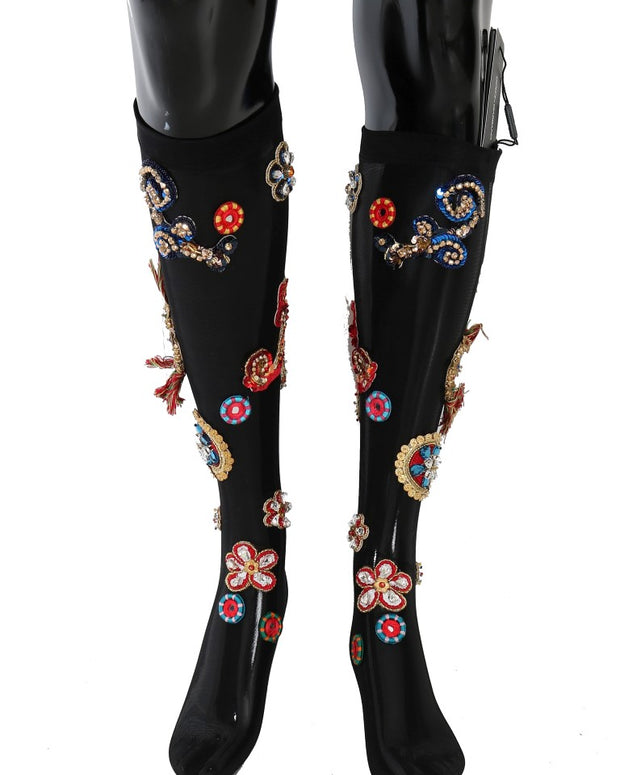 Black Stretch Carretto Crystal Socks