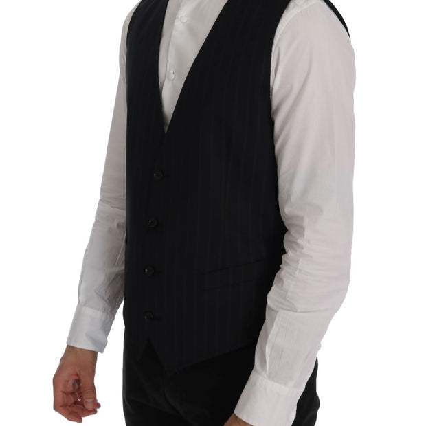 Elegant Striped Wool Blend Vest Waistcoat