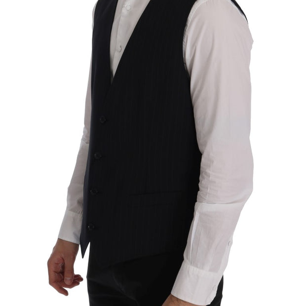 Elegant Blue Striped Waistcoat Vest