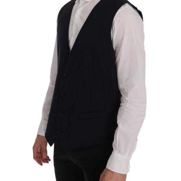 Elegant Striped Wool Blend Waistcoat Vest