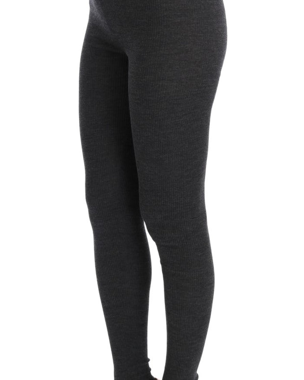 Gray Wool Stretch Tights