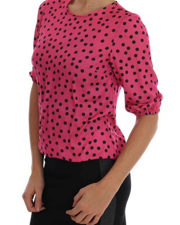 Pink Polka Dotted Silk Blouse
