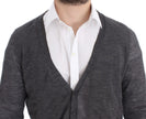 Elegant Gray Wool Blend Cardigan Sweater