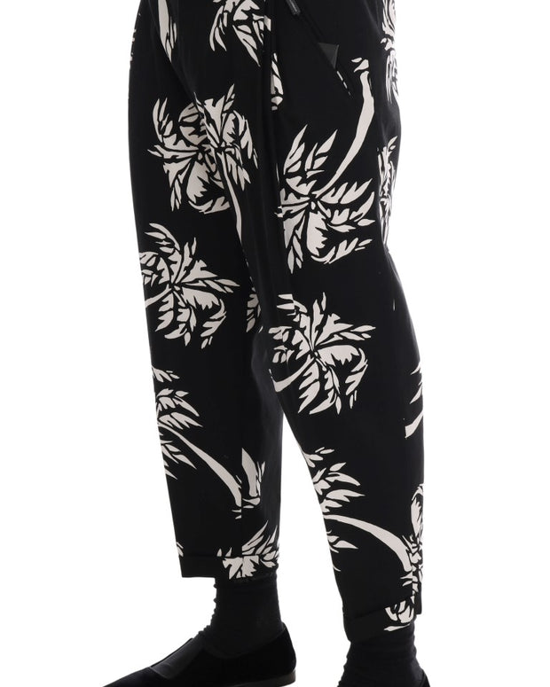 Black Tree Cotton Stretch Pants