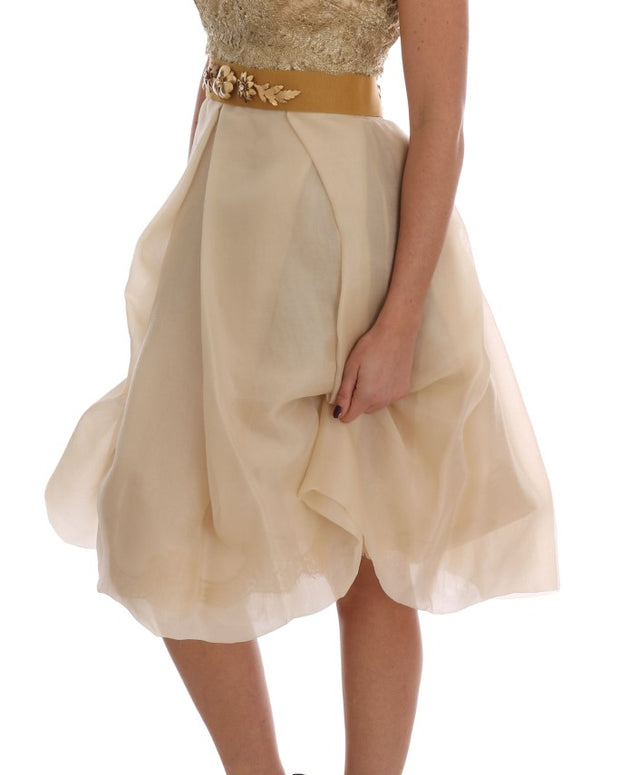 Gold Silk Crystal Embellished Dress