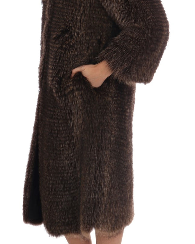 Brown Raccoon Fur Coat Jacket