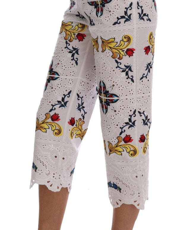 Mulicolor Majolica Cutout Capri Pants