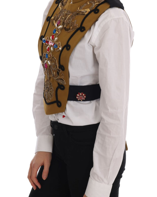 Yellow Crystal Cross Vest Jacket