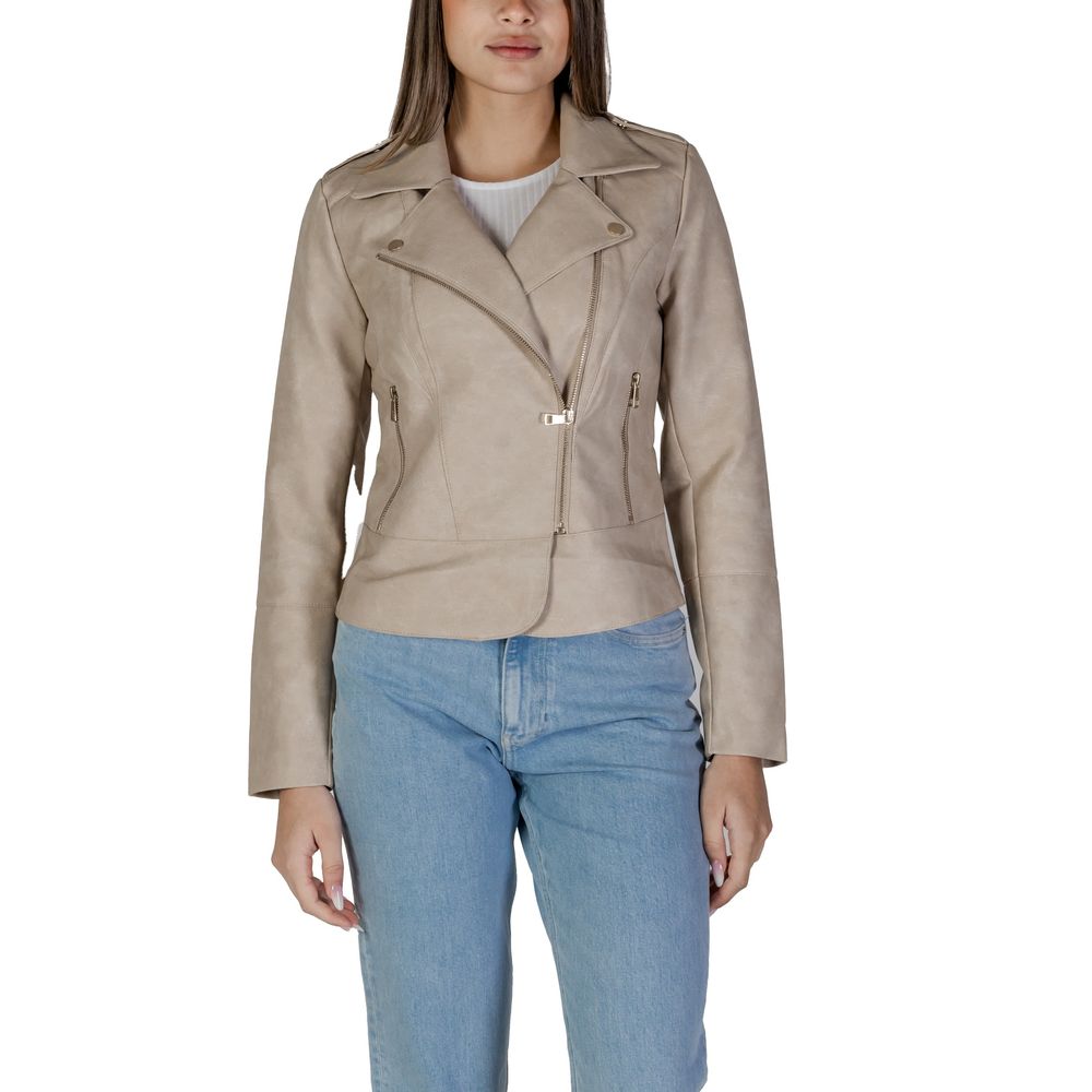 Beige Polyester Jackets & Coat