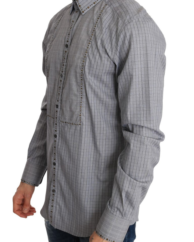 Gray Check GOLD Cotton Slim Fit Shirt