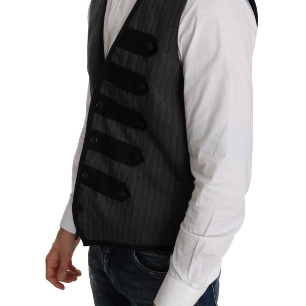 Elegant Gray Torrero Pattern Formal Vest