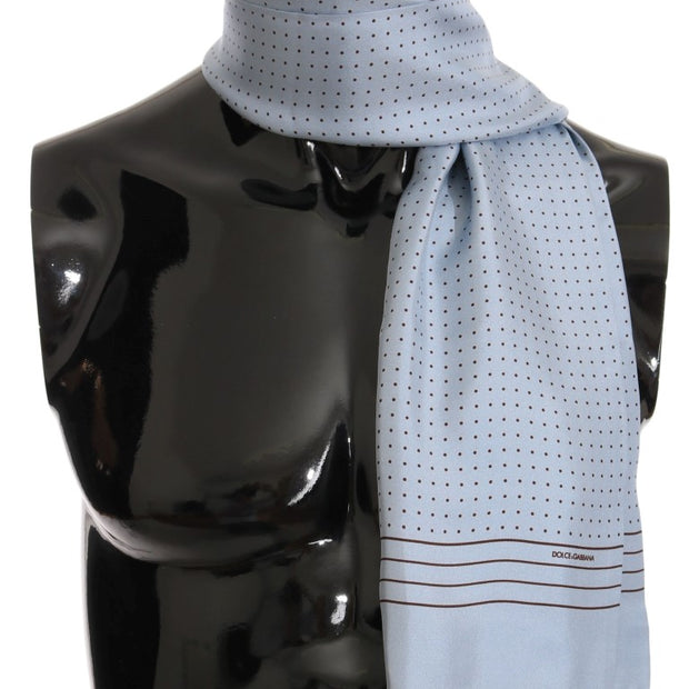 Elegant Blue Silk Polka Dot Men's Scarf