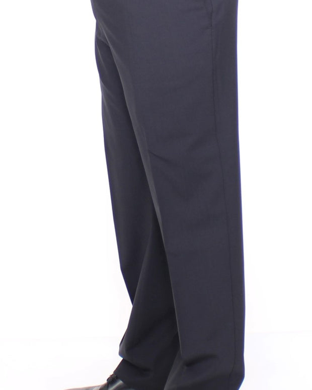 Black Wool Stretch Pleated Pants