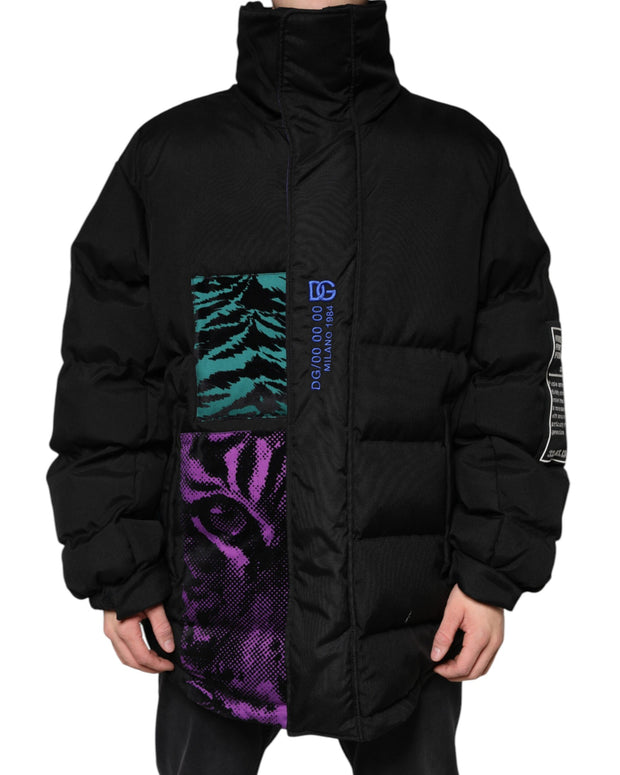 Black Nylon Puffer Men Full Zip Jacket