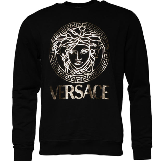 Black Medusa Fleece Men Crew Neck Sweatshirt Sweater