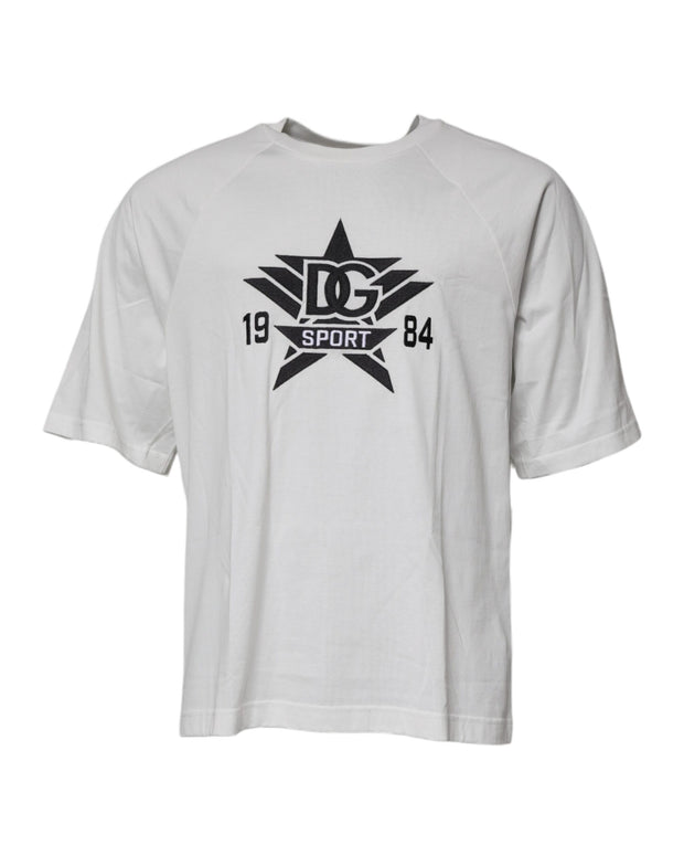 White DG Sport Crew Neck Short Sleeve T-shirt