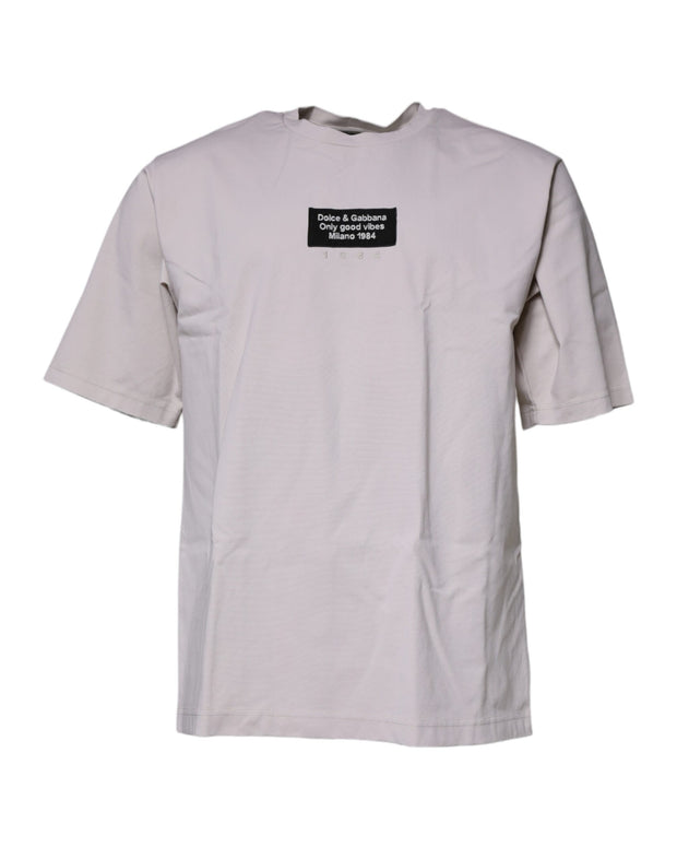 Beige DG Logo Crew Neck Short Sleeves T-shirt