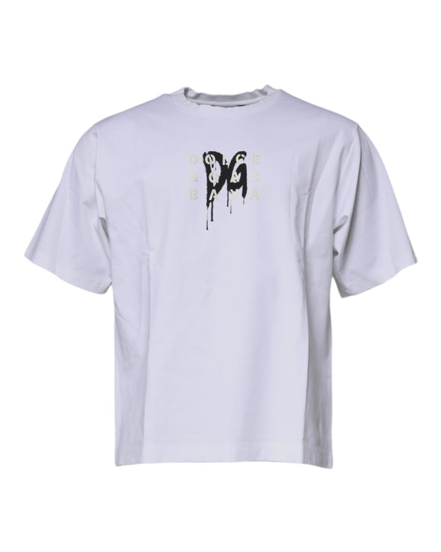 White DG Logo Cotton Crew Neck T-shirt