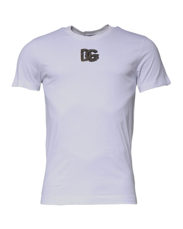White DG Logo Cotton Crew Neck T-shirt