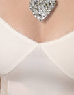 White Sheer Tulle Bustier Bodycon Midi Dress