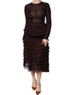Black Red Polka Dot Silk Layered Midi Dress