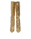 Gold Leather Stiletto Heels High Boots Shoes