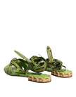 Green Animal Print Ankle Wrap Sandals Shoes