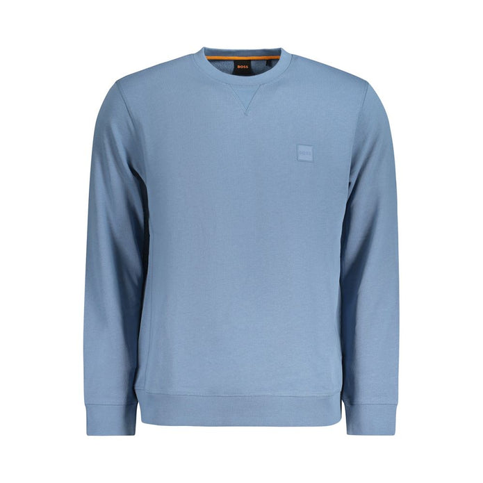 Light Blue Cotton Men Sweater