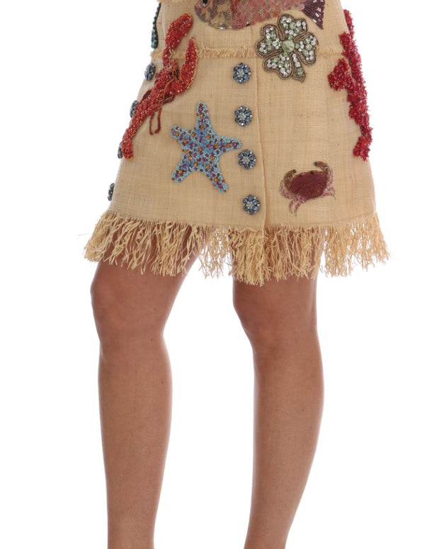 Crystal Beige Palm Fiber Skirt
