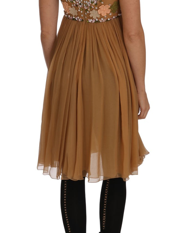 Crystal Silk Gold A-Line Gown Dress