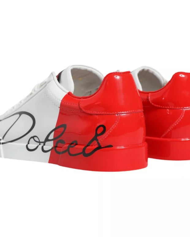 White Red Portofino Low Top Sneakers Shoes