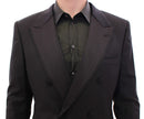 Elegant Black Striped Wool-Silk Blend Suit