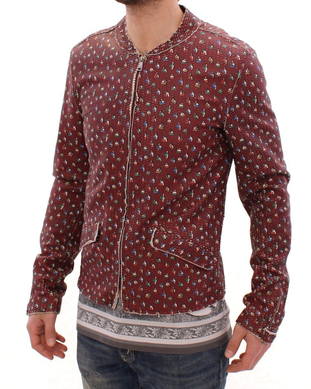 Bordeaux Leather Boxer Print Jacket Coat