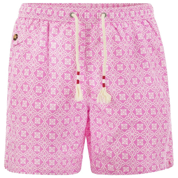 Pink Polyester Men's Swimwear Boxer