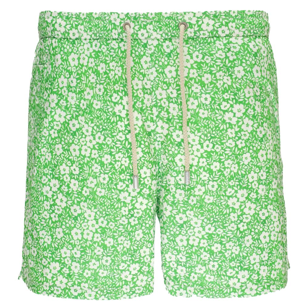 Green Polyester Men Swimwear Boxer