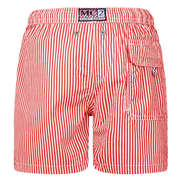 Red Polyester Men's Swim Trunks