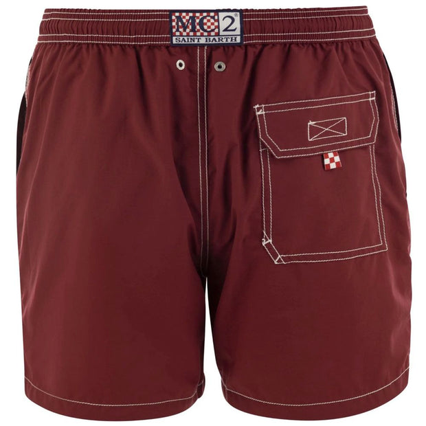 Red Polyester Men's Swim Trunk