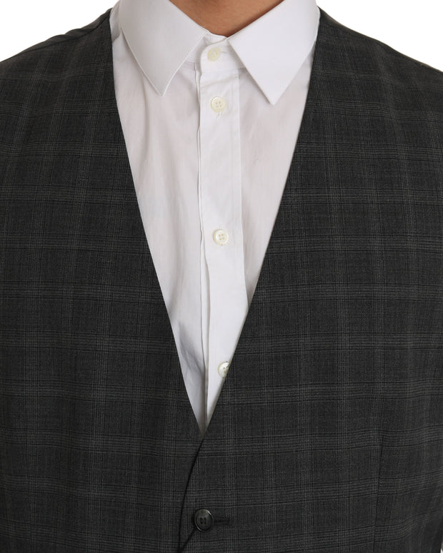 Gray Wool STAFF Checkered Stretch Vest
