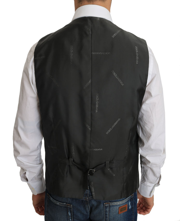 Elegant Checkered Wool Vest for the Urbane Man