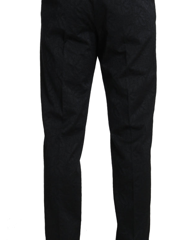 Black Cotton Brocade Formal Trousers Pants